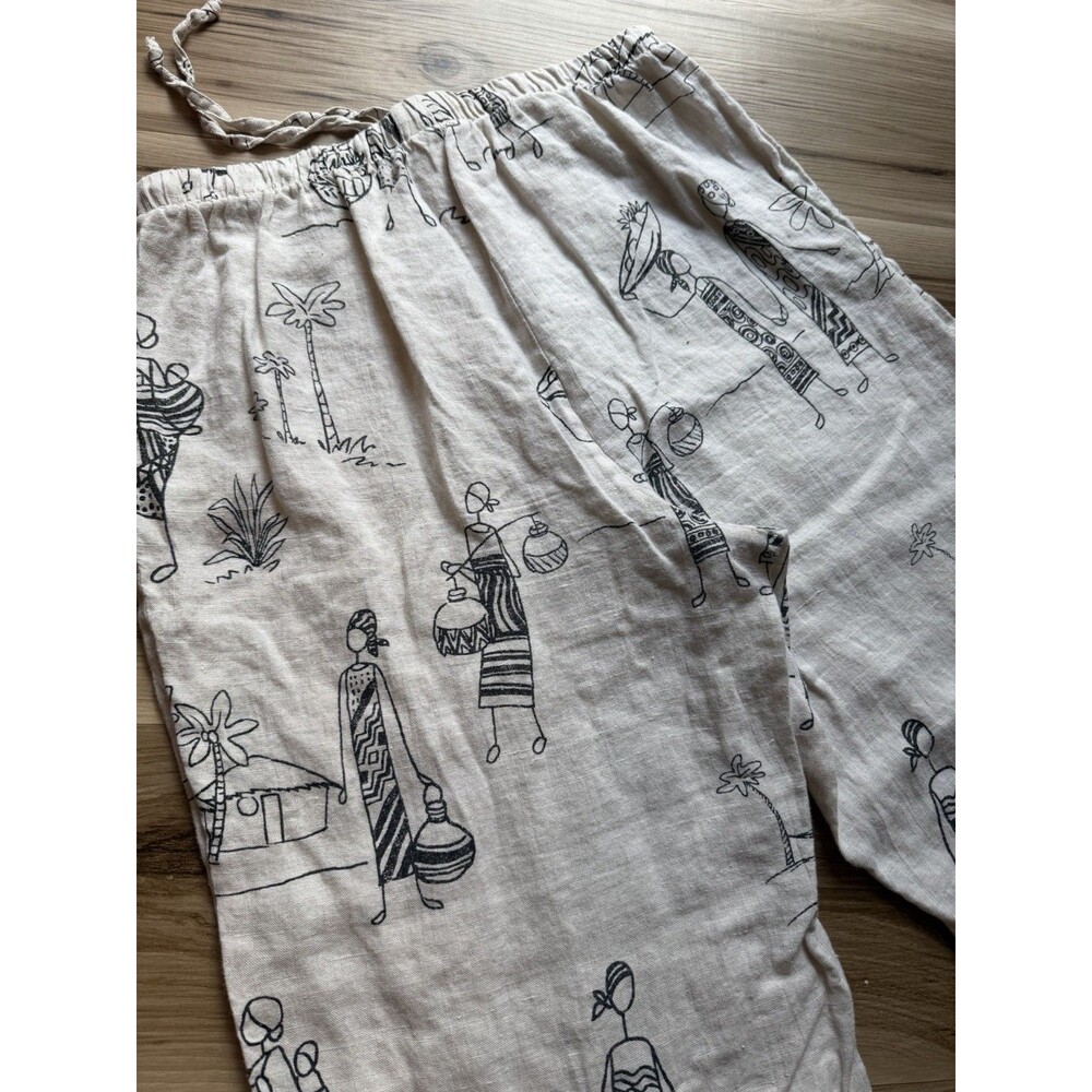 Hot Cotton by Marc Ware Women's 100% Linen Pull-On Cropped Pants Size Large